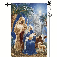Christmas Garden Flag Double Sided O Holy Night Baby Jesus Nativity 12X18