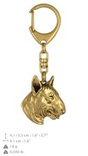 Bull Terrier 2 - gold plated keyring with image of a dog, quality, Art Dog USA