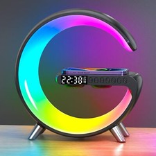 LED Wireless Charger Ambience Light, Multifunctional Table Lamp Alarm Clock