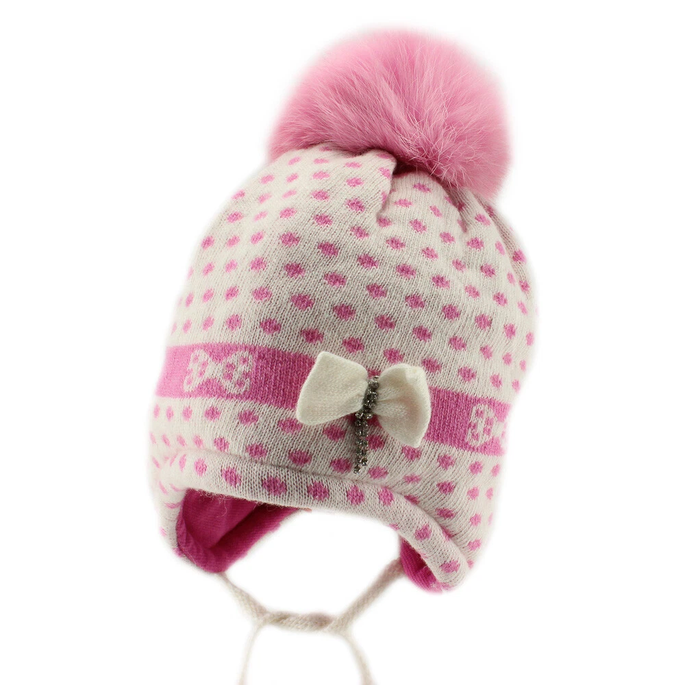 Jamiks Baby Girls Warm Winter Pom Pom Ear Flap Beanie Hat