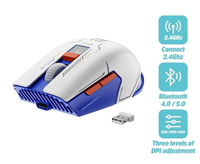 2.4GHz Wireless Rechargeable Mouse with Laptop Receiver and Power Display-image