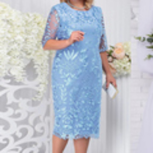 4xl 5xl Übergröße Sommer Kleider Damen Kurzarm Spitze Blumen Elegant Bodycon - Bild 16 von 20