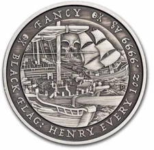 2023 Tuvalu Black Flag The Fancy antiqued 1 oz Silver coin in capsule