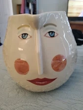 Dept 56 Rare Happy Face Ceramic Water Beverage Pitcher Abstract Art Beverage 