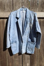 Jean Jacket by Unknown beaded Floral Faded Blue Front Pockets, Women's Size M