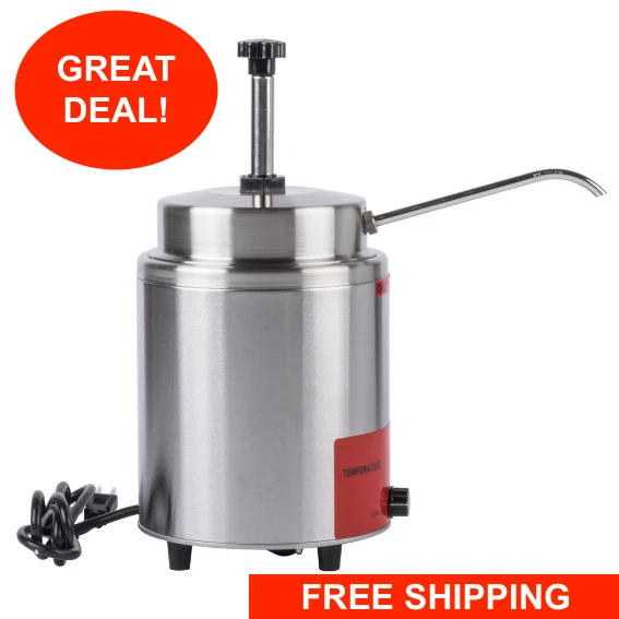 3.5 Qt. Electric Countertop Nacho Cheese Sauce Fudge Warmer Pump Dispenser 120-V