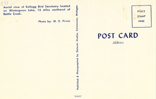 Aerial View of Kellogg Bird Sanctuary Michigan Postcard - Picture 2 of 2