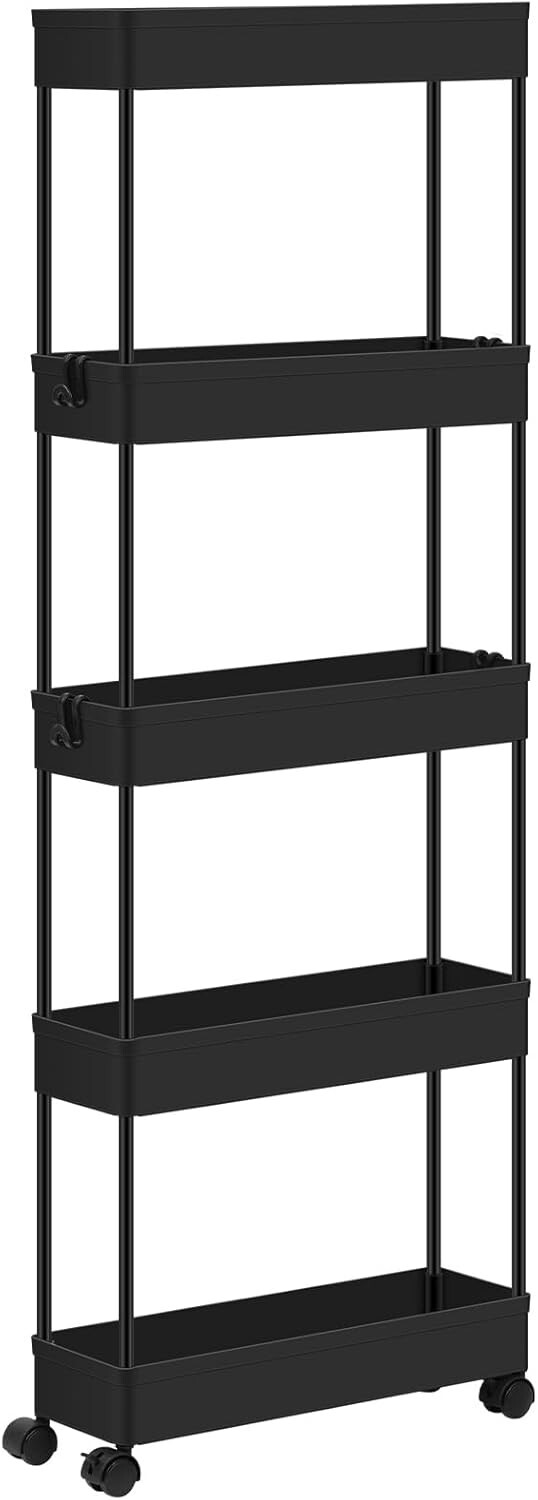 Servierwagen mit Rollen 5 Ebenen Küchenwagen klein Rollwagen Regal Büro K03rw