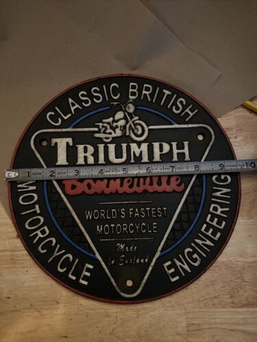 Triumph Motorcycles Sign Plaque Cast Iron Patina Fatboy Biker Indian Collector - Picture 13 of 14