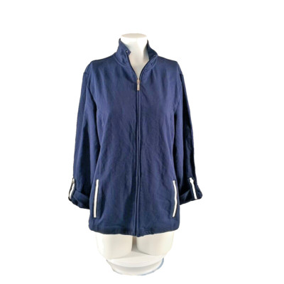 NWT KAREN SCOTT French Terry Jacket LARGE(12-14) Full Zip Blue Cotton