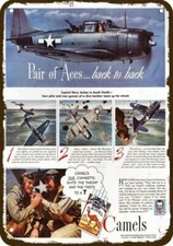 1944 Navy Dauntless Dive Bomber Airplane & Camel DECORATIVE REPLICA METAL SIGN *