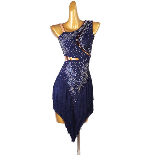 Latin Dance Dress Salsa Tango Cha cha Rhinestone Competition Dress - Picture 11 of 36