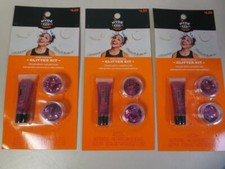 Lot of 3 Glitter Kits Pink/Purple Chunky Glitter and Gel Halloween Makeup