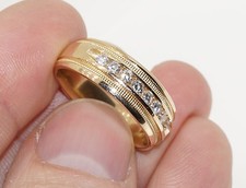 MENS SOLID 14K YELLOW GOLD 2/5 CTTW CHANNEL SET DIAMOND BAND RING 7.5MM SIZE 10