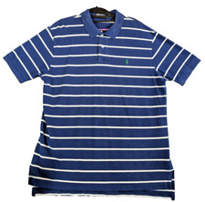 Ralph Lauren Men's XL Short Sleeve Polo Shirt Blue White Striped 100 Cotton