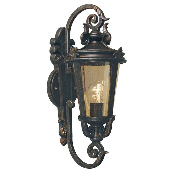 AußEnleuchte Wandlampe Stahl Glas Bronze H 55 Cm Gartenlampe Antik IP44-image