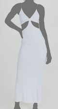 $296 Alice + Olivia Women's White Havana V-Neck Cut Out Ruched Dress Size 8