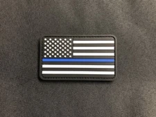 Thin Blue Line PVC US Flag Patch Police SWAT Gang Morale Patch Hook Fastener