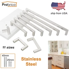Brushed Nickel Kitchen Cabinet Pulls Stainless Steel Drawer Handles Square Knobs