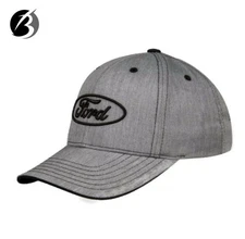 Hat - Ford Heather Grey Embroidered Oval Logo Adustable Cap