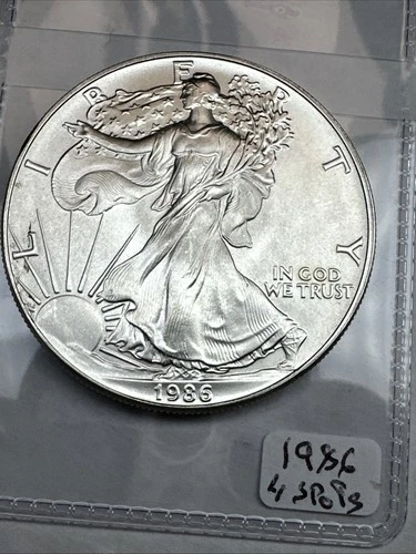 Better Date 1986 American Silver Eagle 1oz .999 Fine Silver Uncirculated Spotted