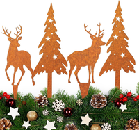 4 StüCk Gartenstecker Weihnachten, Rost Deko Weihnachten, Gartenstecker Hirsch U