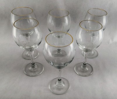 Wine Glasses Vintage Libbey Etched Winter Wonderland Snow Frosted Trees (Set 6)