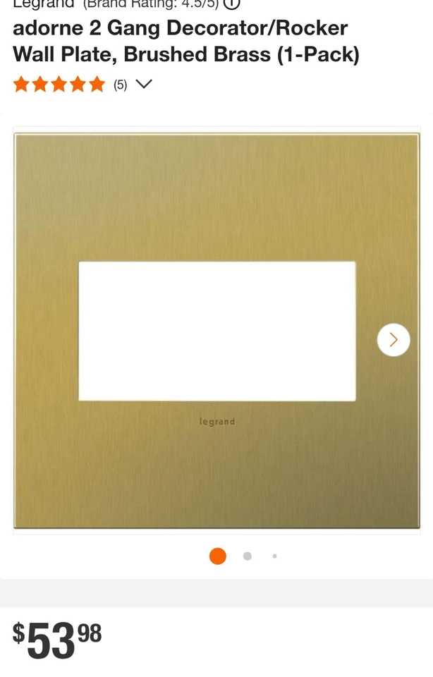 4 Pack Legrand Adorne Brushed Brass 2 Gang Wall Plate New - Image 3 of 3