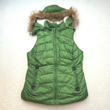 Green Tea Womens Medium Puffer Vest with Fur ...