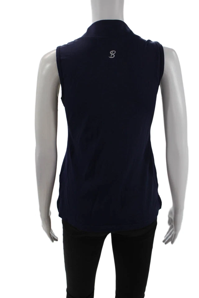 Camiseta sin mangas atlética Sofibella para mujer sin mangas con cuello en V azul talla S Foto 3 de 4