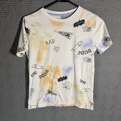 #ad #ad Old Navy T Shirt Boys Size L 10 12 Awesome Dude Gnarly Tie Die Tee Shirt $3.15