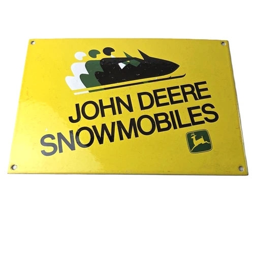 Vintage John Deere Sign - Snowmobiles Can Gas Pump Porcelain Sign