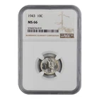 1943 Mercury Dime NGC MS-66