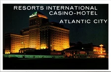 Vintage Resorts International Casino-Hotel Atlantic City Night View Postcard