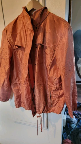 Valentino Spa Giacca oversize con cappuccio e zip ARANCIONE ruggine leggera 100% seta