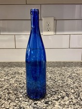 Vintage Cobalt Blue Glass Wine Bottle 750ml Decorative Rhine Hock Style 13 Inch