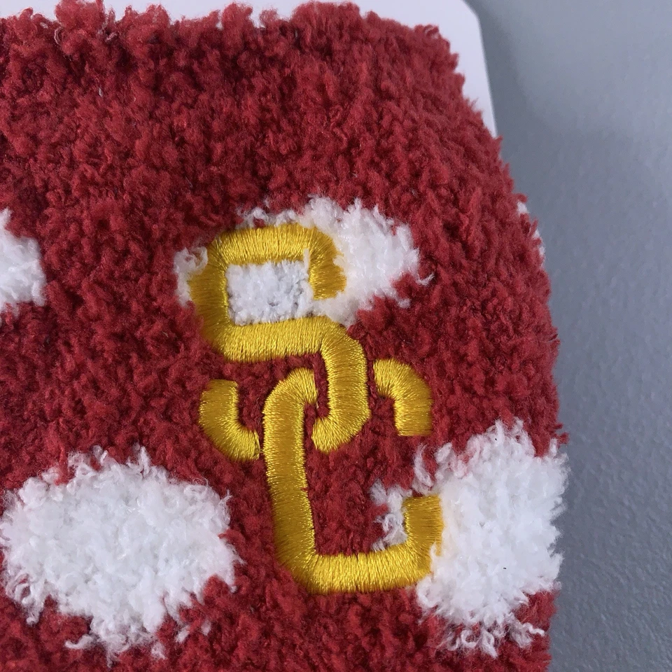 USC Trojans Zoozatz Womens One Size Red Polka Dot Cozy Crew Socks NWT - Image 2 of 4