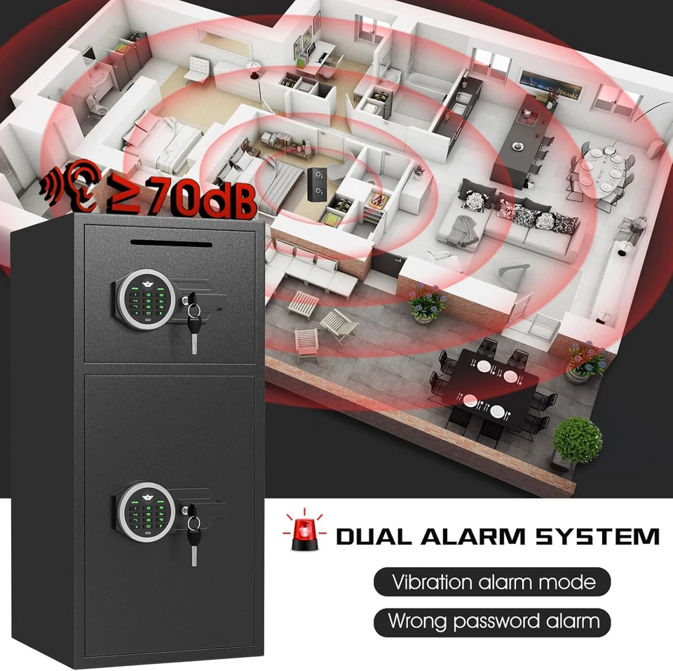 7.0 Cub Safe Box, Home Large Safe with Deposit Slot and Backlit Keyboard - Image 3 of 4