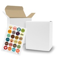 Itenga Set 24Xfaltschachtel Quader Weiß Braun + 24 Spruch Sticker Gastgeschenk