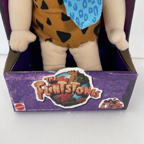 RARE VINTAGE 1993 FLINTSTONES FRED PLUSH SOFT DOLL VINYL HEAD MATTEL New - Picture 2 of 10
