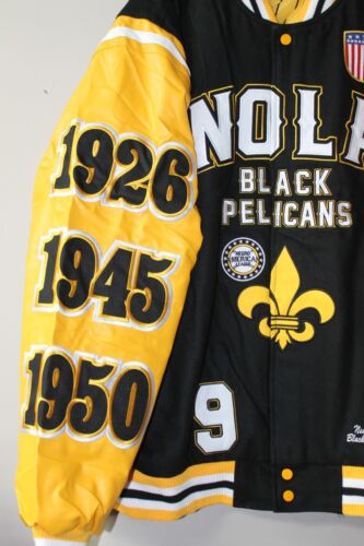 New Negro Leagues Baseball New Orleans Black Pelicans real wool jacket men's L - Picture 3 of 6