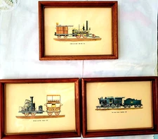 Locomotive Train Framed Art Prints RICH SCHLEMMER  1963 Set Of 3 5x7 