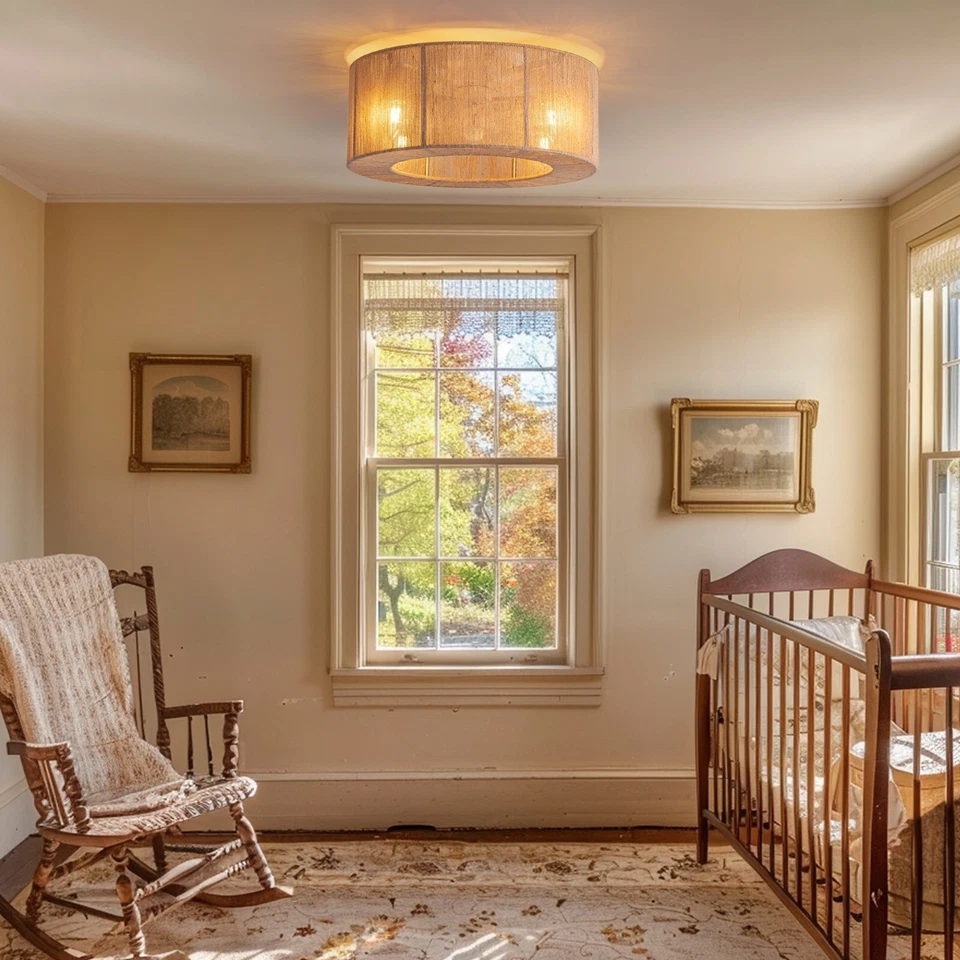 Ventilador de techo de ratán boho de 18" con luz y ventilador de techo de montaje empotrado remoto Foto 4 de 4
