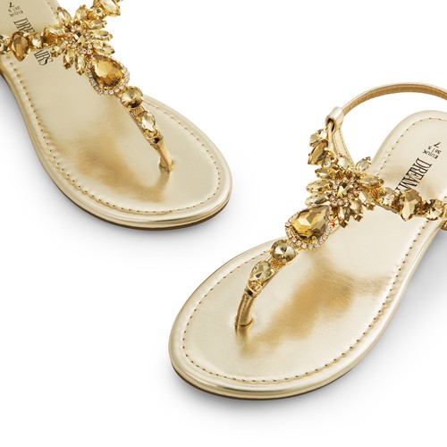 Women T-Strap Thong Flat Sandals Rhinestone Lightweight Summer Beach Sandals - Picture 34 of 43