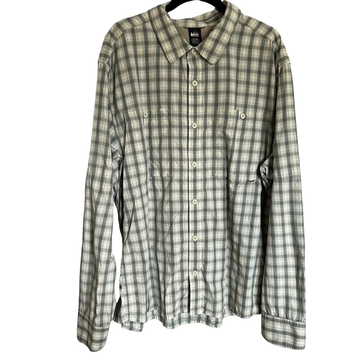 REI Co-Op Plaid Long Sleeve Button Up Vented Hiking Shirt XL | eBay