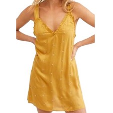 SALE New Free People DREAMING OF YOU XS Yellow Gold Embellished Flower Mini 