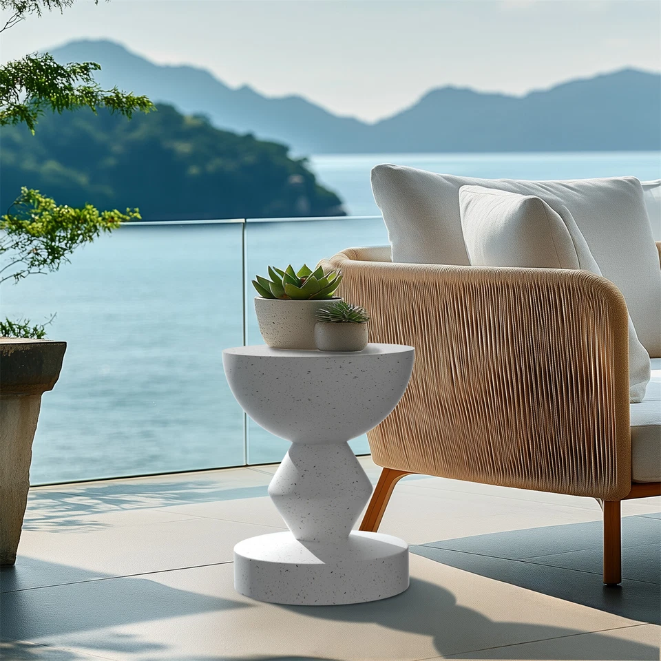 Modern Concrete Side Table for Living Room Cafe Sofa Side End Table Stool 18 lbs - Image 4 of 4