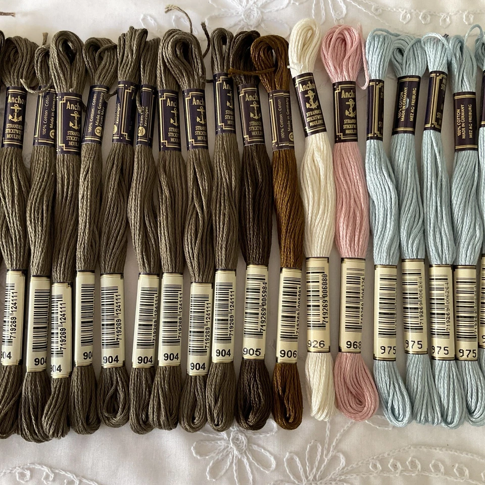 Anchor Mouline 8M Sticktwist Embroidery Floss Lot of 22 Tan and Blues Series 850 - Image 4 of 4