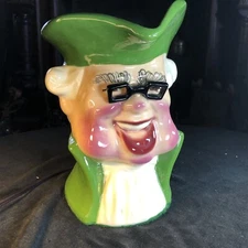 VINTAGE MID CENTURY TV TABLE LAMP BEN FRANKLIN TOBY JUG MUG PLANTER, REWIRED, 9"