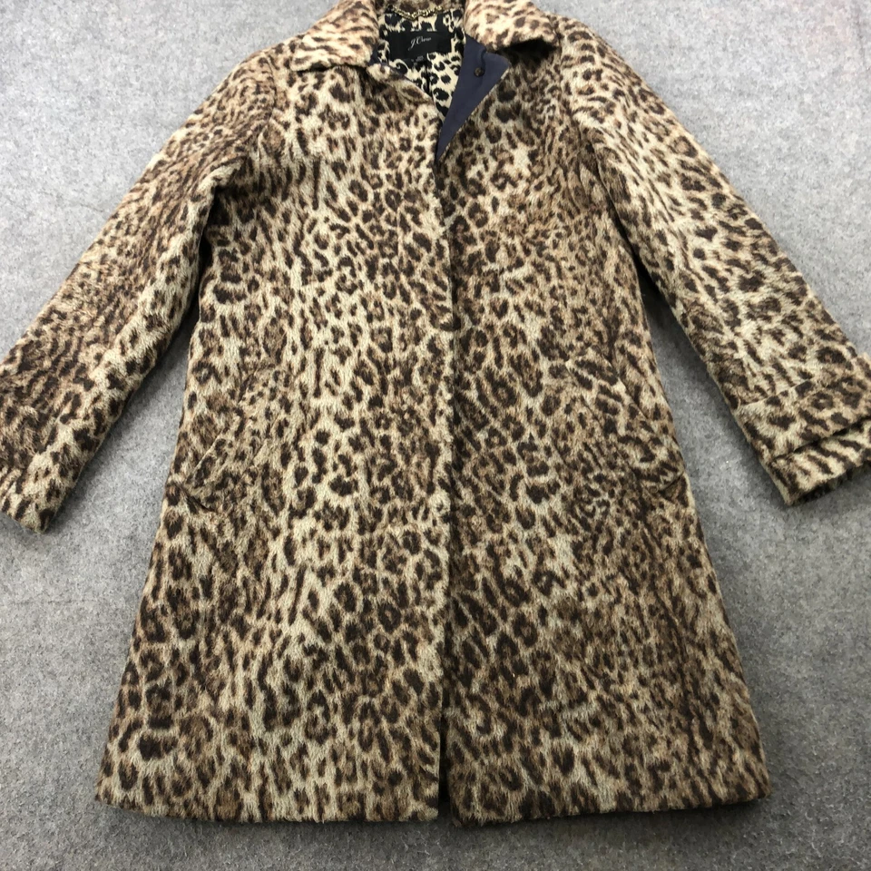 Chaqueta J Crew Mujer 00 Leopardo Guepardo Lana Top Abrigo Chaquetón Trinchera * Foto 2 de 4